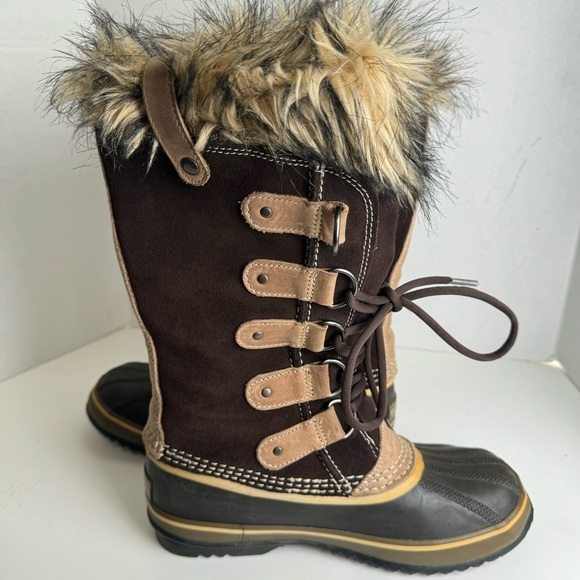 Sorel Women’s Joan Of Artic Brown Lace Up Lined Faux Fur Snow Winter Boots - Picture 1 of 12